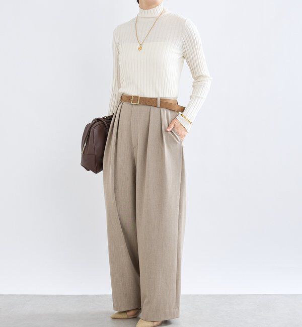  「【真冬もあたたか】裏起毛スラックスパンツ」|チノ|