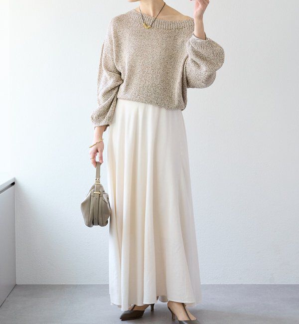  「【セットアップ可/上品な落ち感】ガーメントダイフレアバイアススカート」|スカート|