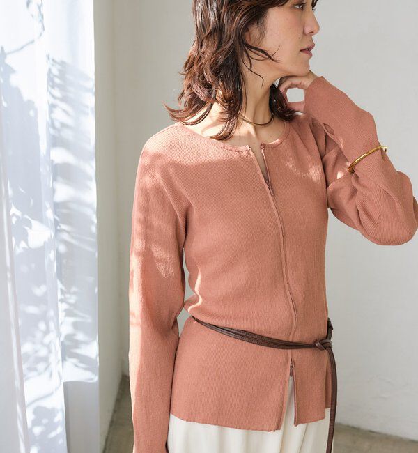  「【抜け感】ZIPリブニットカーディガン」|カーディガン|