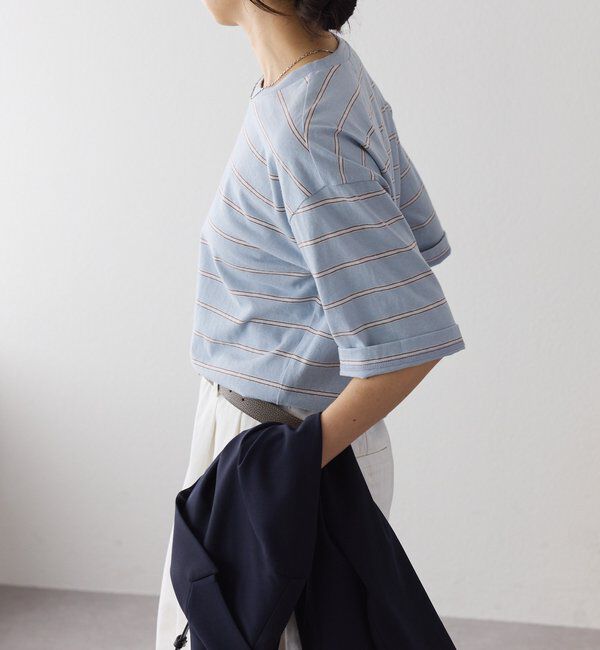  「【大人のボーダーTシャツ】マルチボーダーゴブソデTee」|Tシャツ・カットソー|