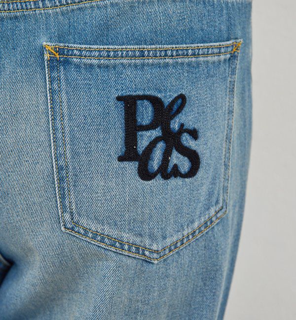  「【PEAS】レザーベルト付きソフトデニム」|デニム|