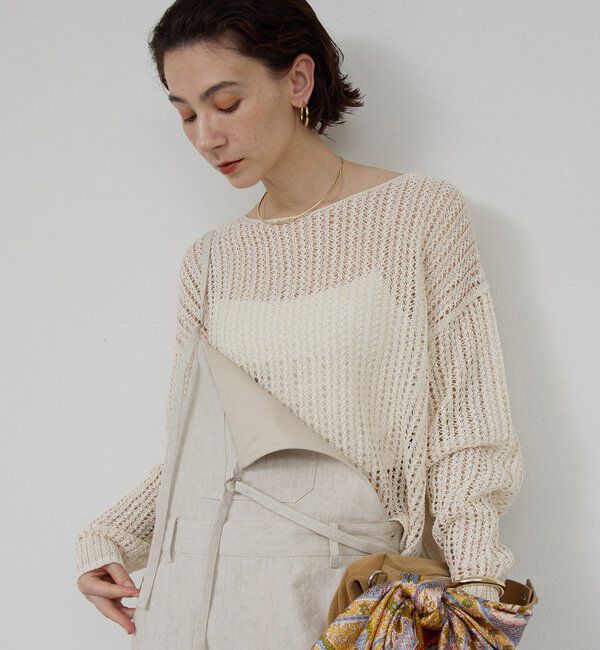  「レーシーメッシュニット」|ニット・セーター|ホワイト