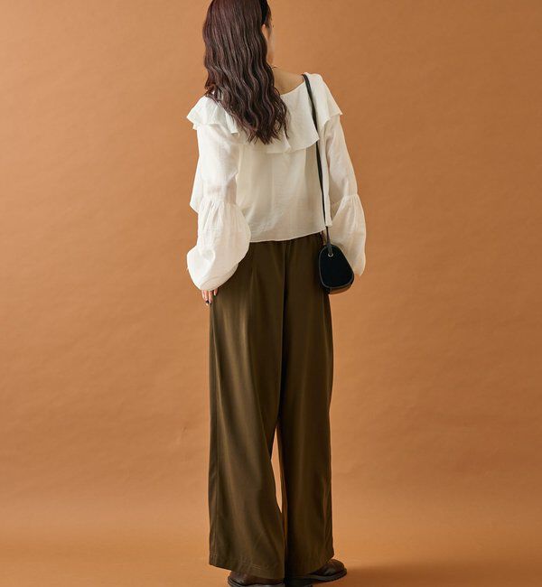  「【オールシーズン対応/WEB限定アイボリー】フリルイージーパンツ」|チノ|