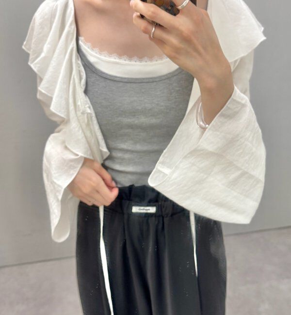  「【オールシーズン対応/WEB限定アイボリー】フリルイージーパンツ」|チノ|