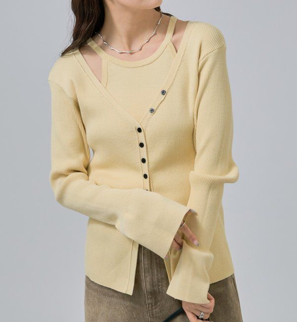  「アメスリニットカーデSET」|カーディガン|イエロー