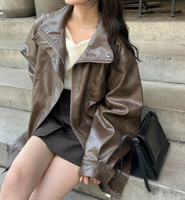  「ドロストフェイクレザーブルゾン」|ブルゾン・スタジャン|