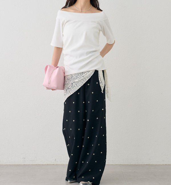  「プレート付きワイドネックT」|Tシャツ・カットソー|