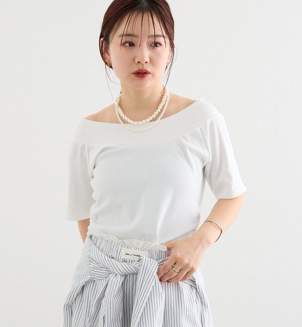  「プレート付きワイドネックT」|Tシャツ・カットソー|