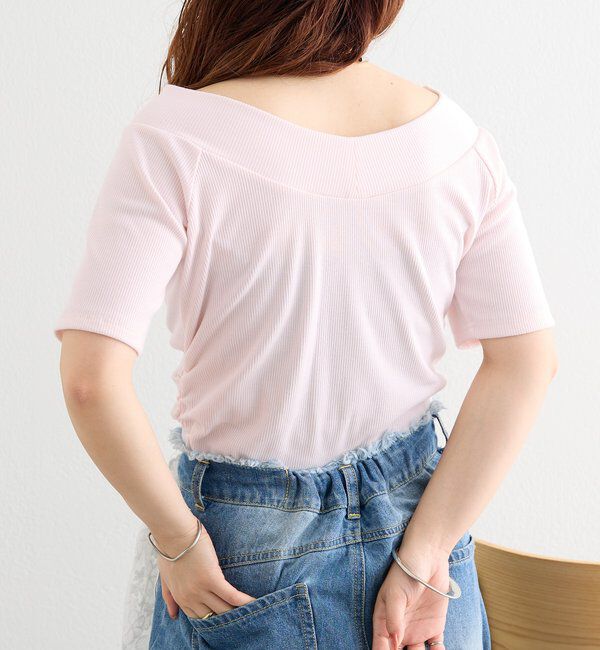  「プレート付きワイドネックT」|Tシャツ・カットソー|