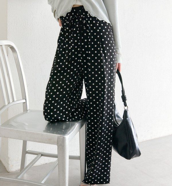  「ドットWベルトパンツ」|チノ|ブラック