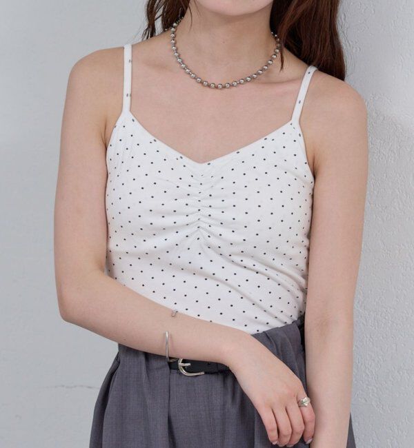  「パット付きドットキャミソール」|キャミソール|オフホワイト