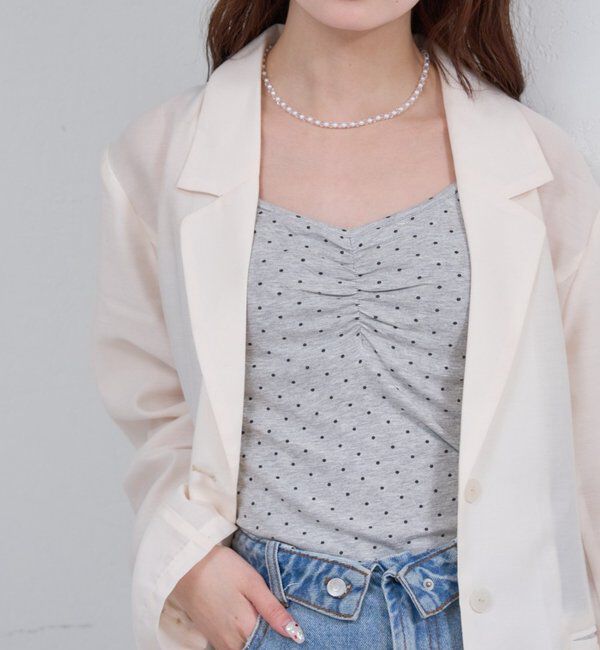  「パット付きドットキャミソール」|キャミソール|グレー