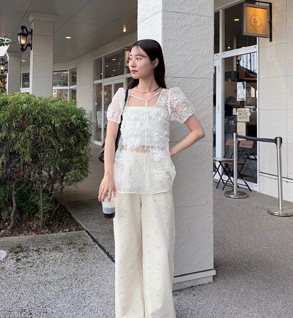  「オーガンジーフラワーブラウス」|シャツ・ブラウス|