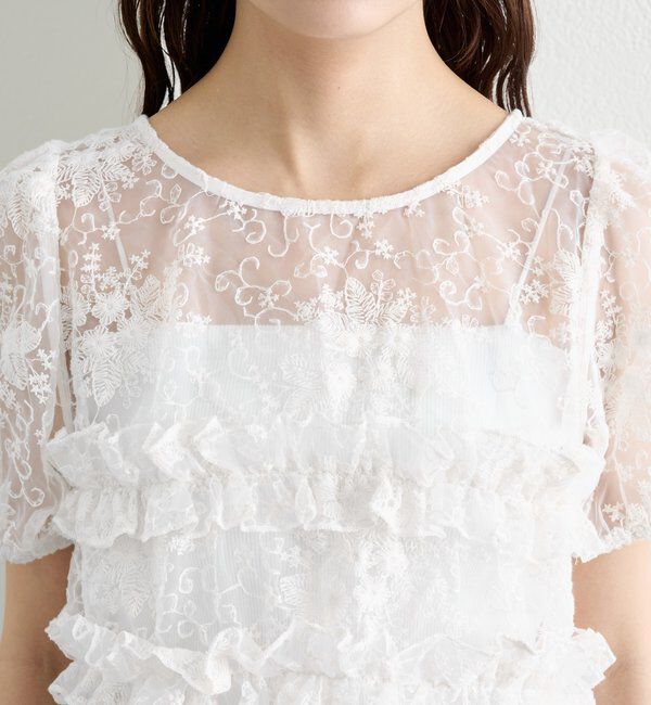  「オーガンジーフラワーブラウス」|シャツ・ブラウス|