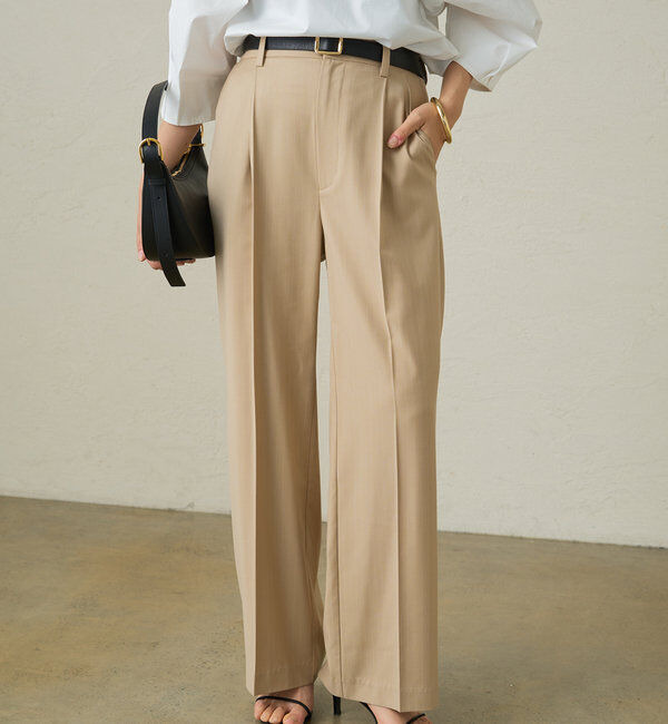  「セミワイドパンツ2」|チノ|ベージュ