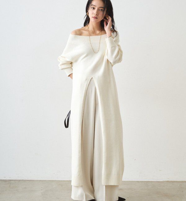  「ハイスリットニットワンピース」|ワンピース|
