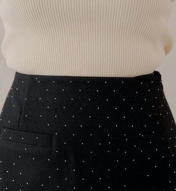  「ラインストーン台形タイトミニスカート」|スカート|