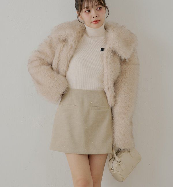  「ラインストーン台形タイトミニスカート」|スカート|