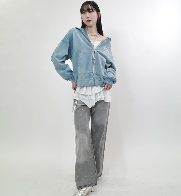  「【SLOPPY】 ラインストーンジップパーカー」|パーカー|