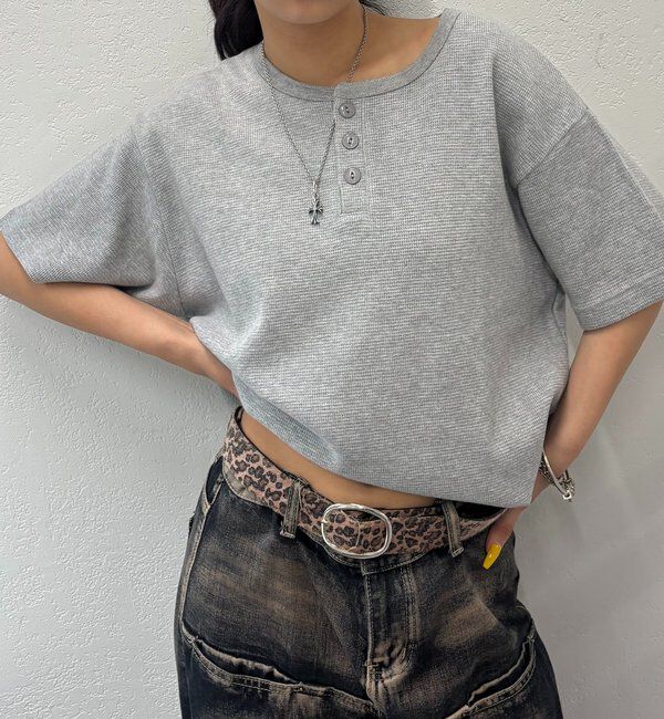  「【Sourcream/サワークリーム】ワッフルヘンリーネックTEE / 2サイズ」|Tシャツ・カットソー|