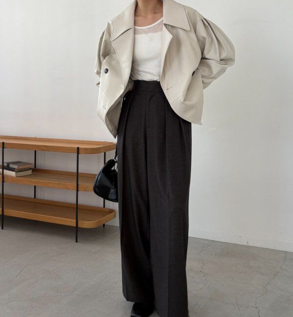  「【サイズ展開あり】レザーミドルコート」|その他|