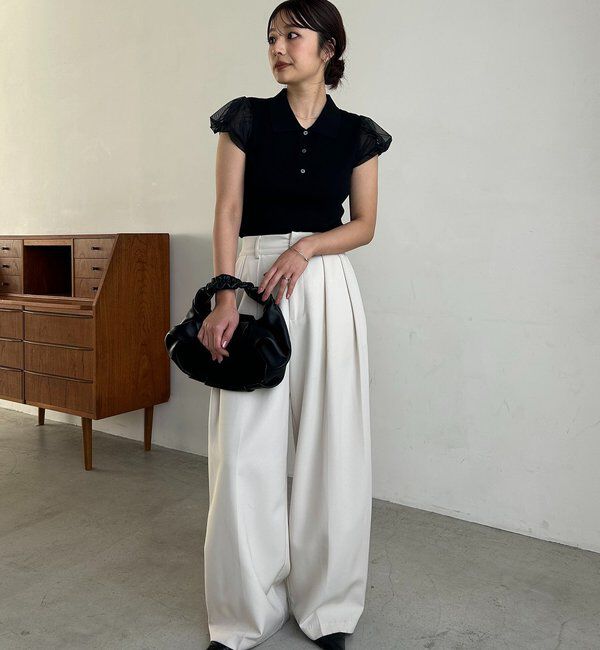  「ミニバルーンスリーブポロニット」|ニット・セーター|