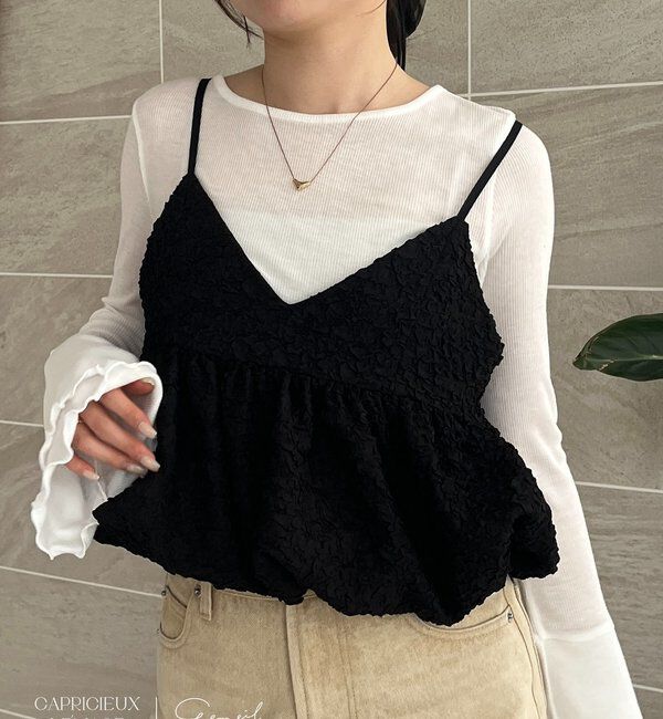  「【LE'MAGE&times;gemeilコラボ】バブルバルーンキャミ」|シャツ・ブラウス|ブラック