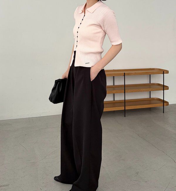  「【全骨格◎】ハーフスリーブポロニット」|カーディガン|