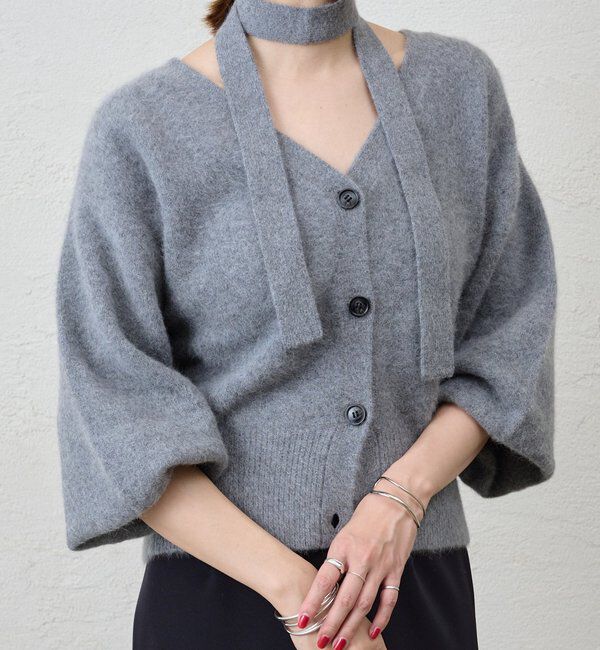  「ファーウールタイ付きカーディガン」|カーディガン|