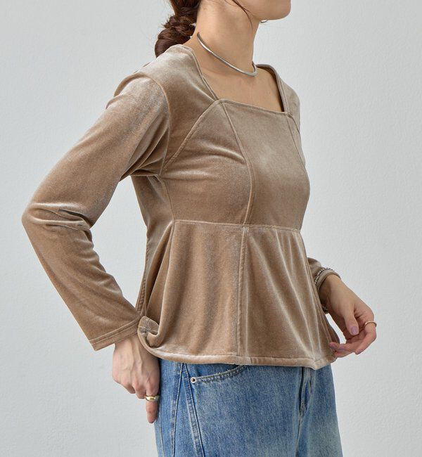  「ベロアペプラムプルオーバー」|Tシャツ・カットソー|