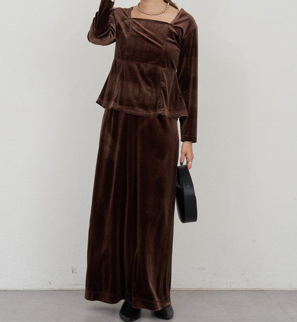  「ベロアペプラムプルオーバー」|Tシャツ・カットソー|