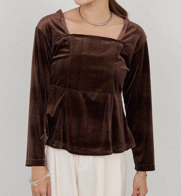  「ベロアペプラムプルオーバー」|Tシャツ・カットソー|