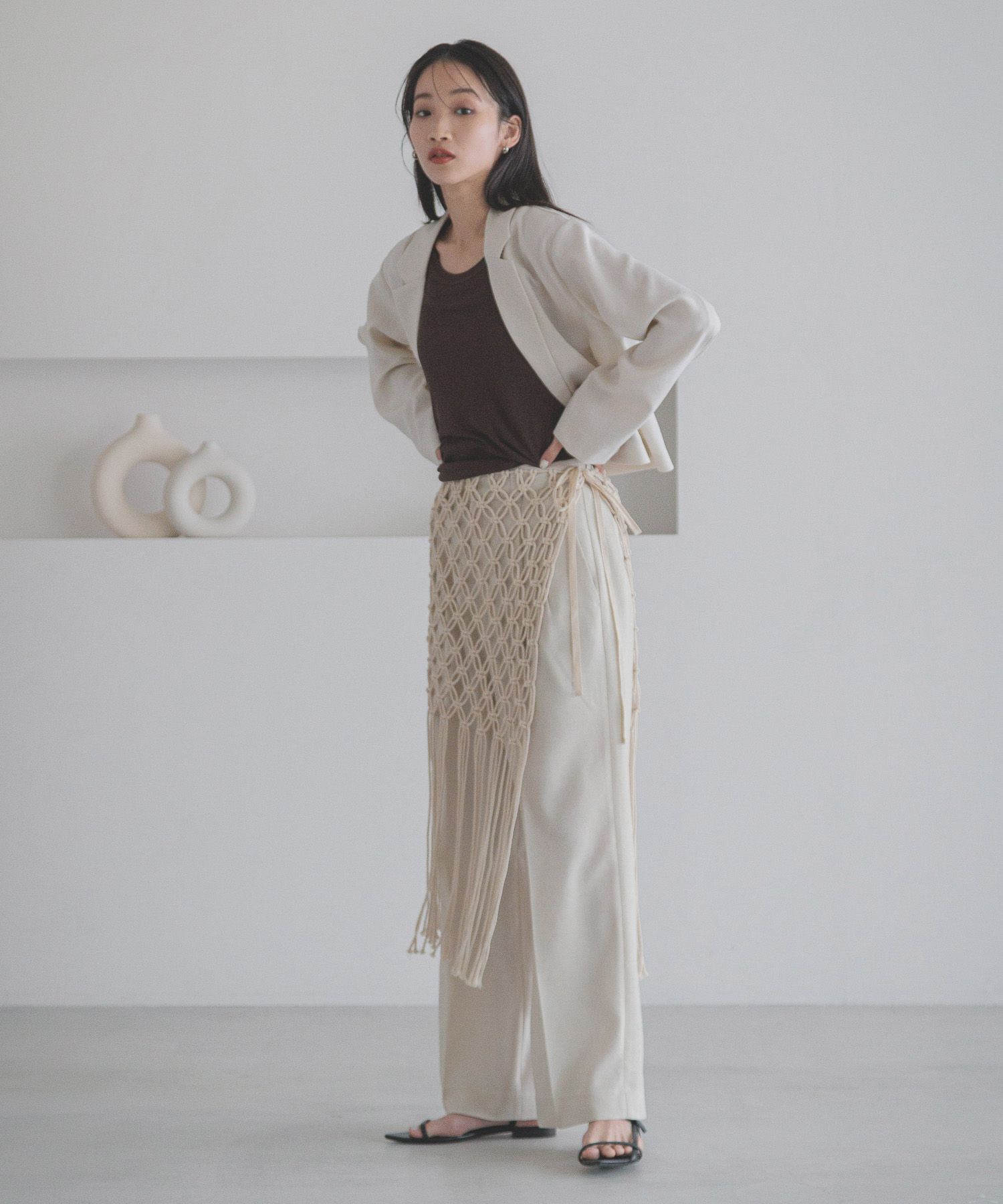 LOWRYS FARM「ホップサックワイドパンツ」|チノ|