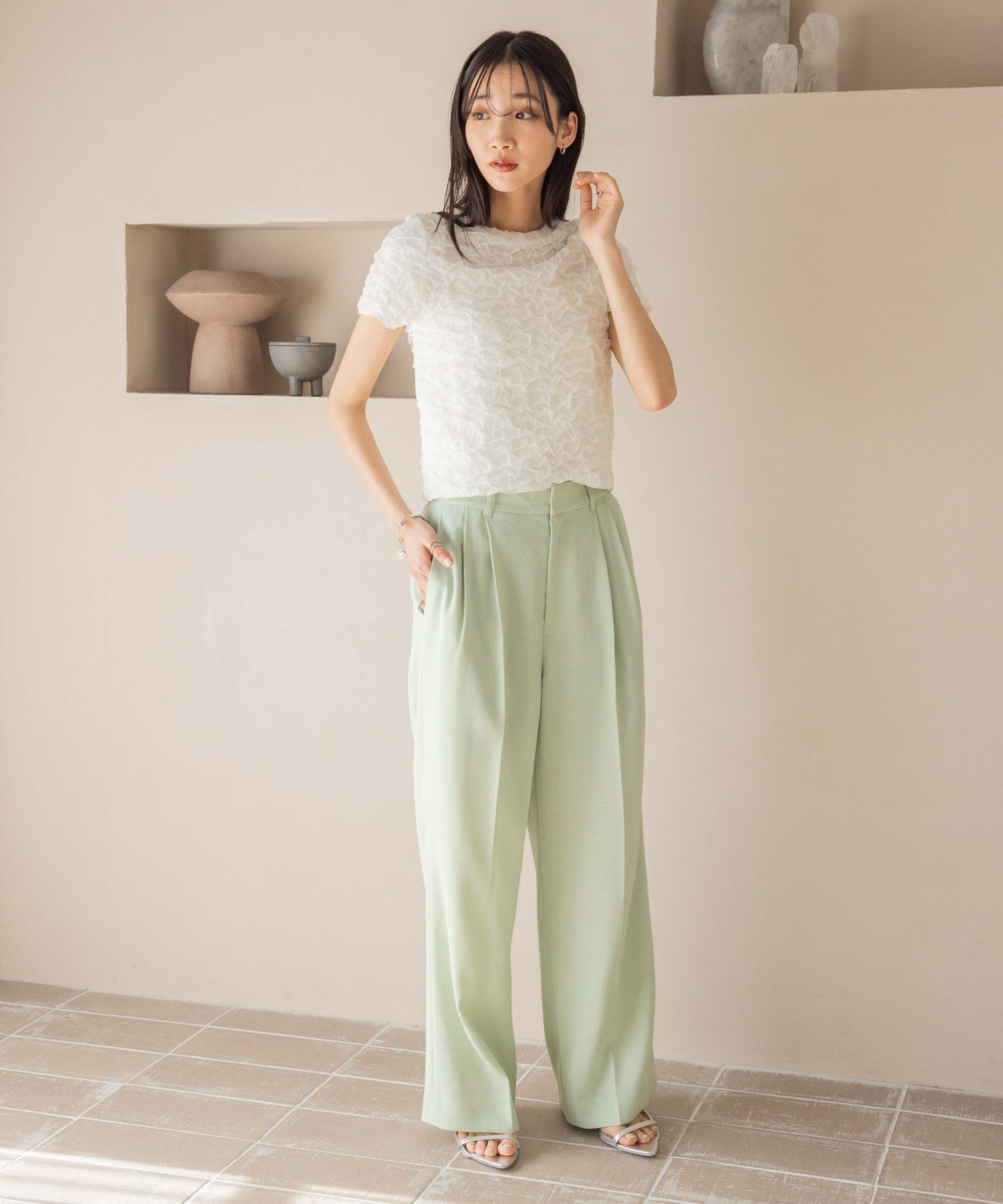 LOWRYS FARM「ホップサックワイドパンツ」|チノ|