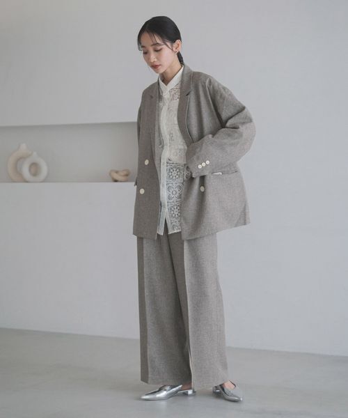 LOWRYS FARM「メランジツイルワイドパンツ」|チノ|