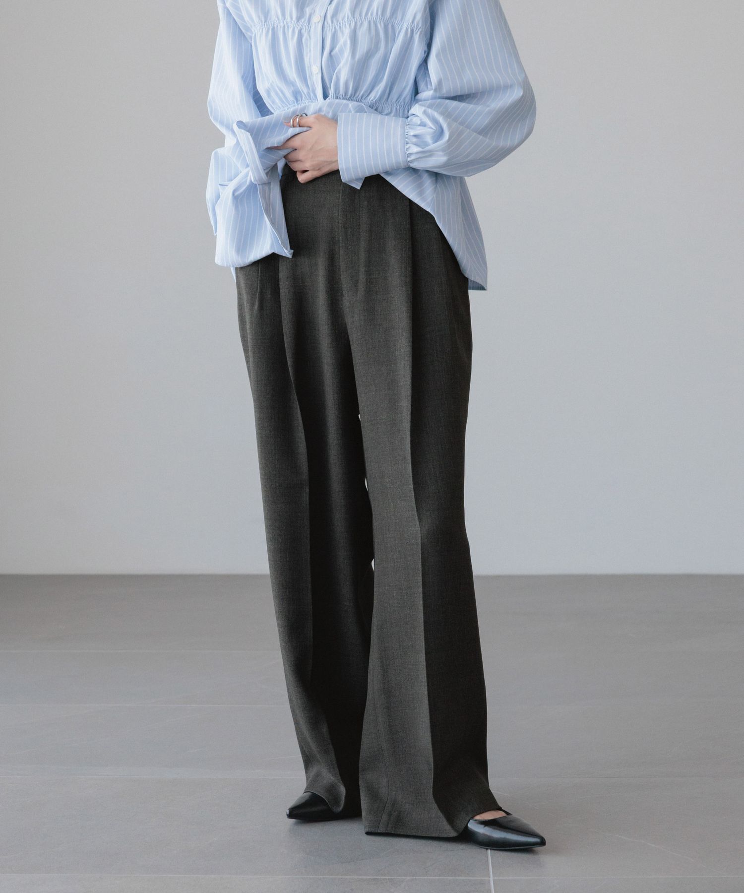 LOWRYS FARM「メランジツイルワイドパンツ」|チノ|GRY8