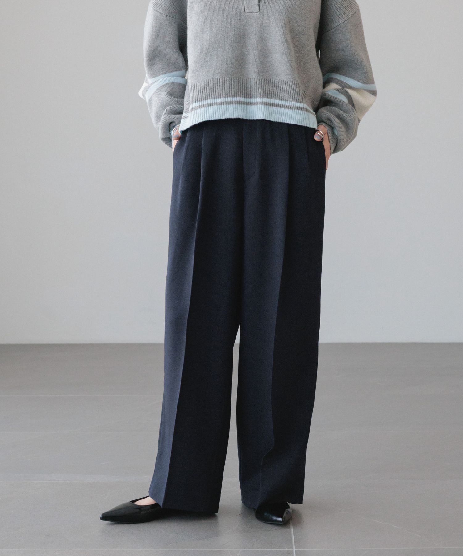 LOWRYS FARM「メランジツイルワイドパンツ」|チノ|NVY(WEB)