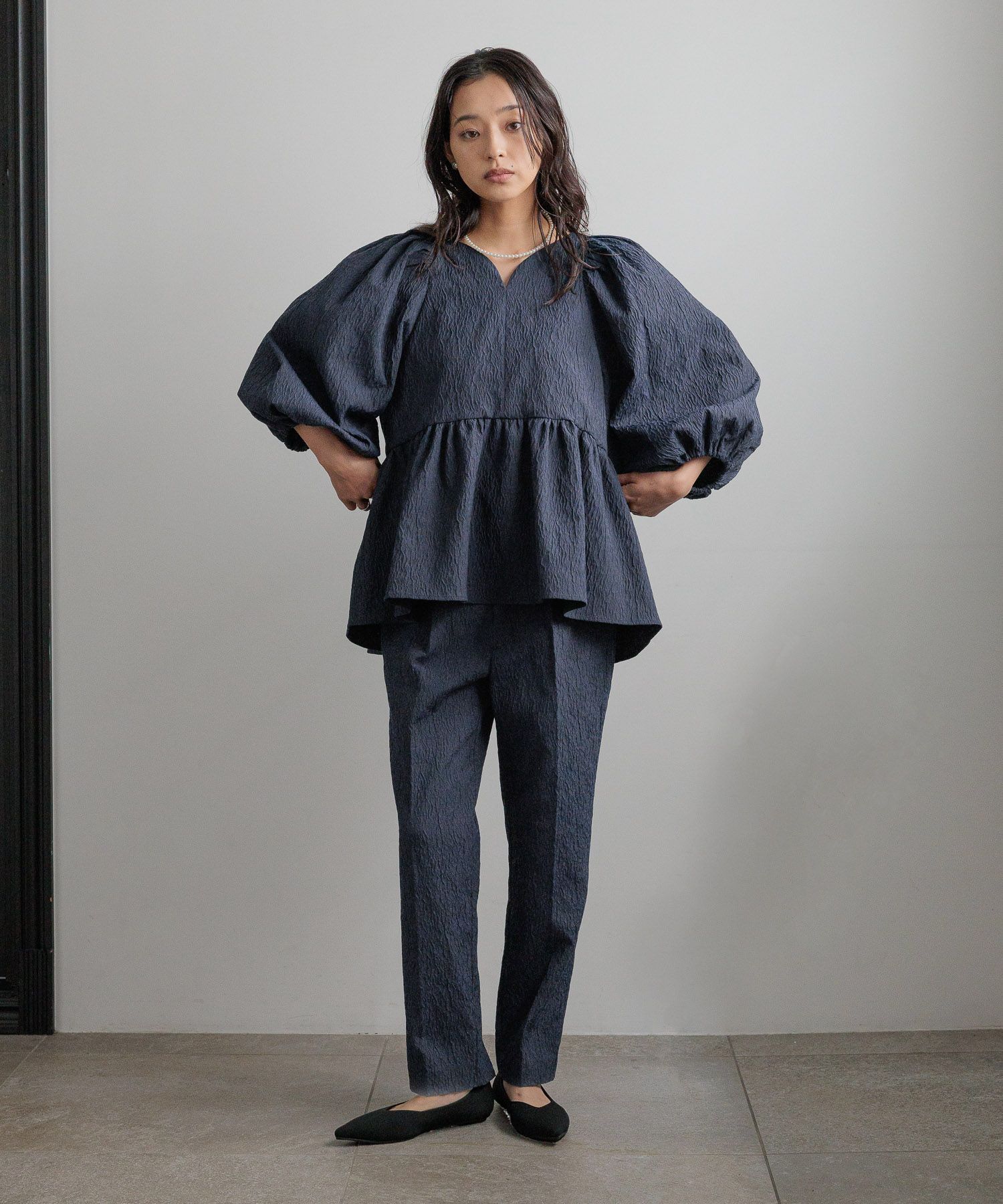  「【入卒／セレモニー】ジャガードテーパードパンツ」|スラックス|