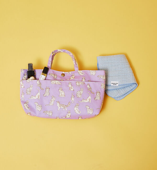 collex「リバティプリント バッグインバッグ ミャオウ 猫柄」|エコバッグ|ラベンダー