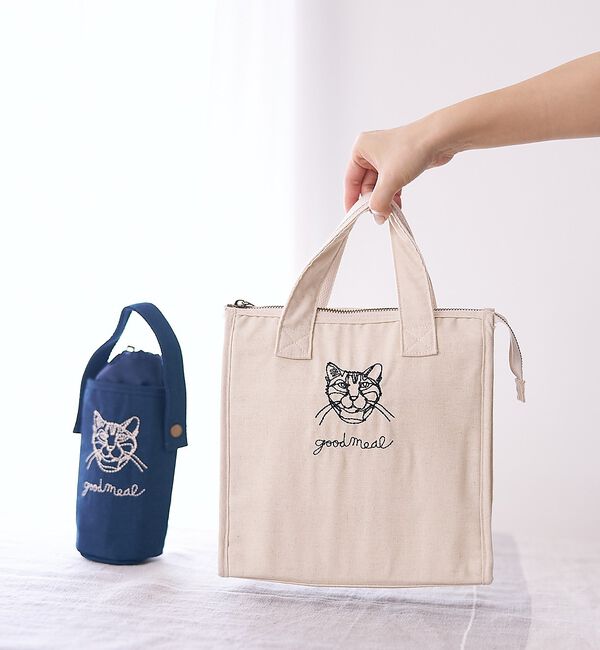 collex「【＋HAyU fabric】猫刺繍 ランチバッグ CAT　保冷・保温 レジャー」|エコバッグ|アイボリー