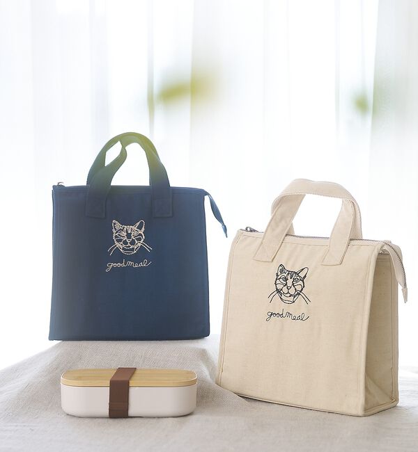 collex「【＋HAyU fabric】猫刺繍 ランチバッグ CAT　保冷・保温 レジャー」|エコバッグ|