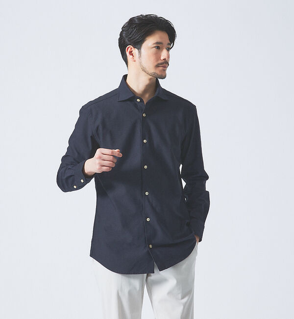 ABAHOUSE「【FLEX SHIRTS】36ゲージ コットン モクロディ シャツ」|シャツ・ブラウス|ダークネイビー