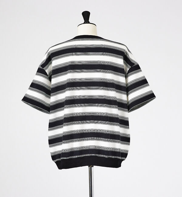 ABAHOUSE「マルチボーダースウェット半袖シャツ / 6分袖/ ユニセックス」|Tシャツ・カットソー|