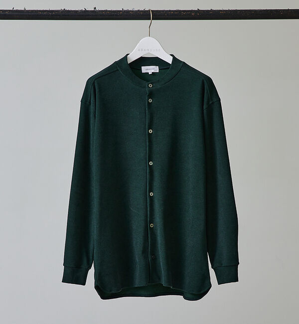 ABAHOUSE「【ストレッチポンチ】ハイネック シャツカーディガン」|カーディガン|ダークグリーン
