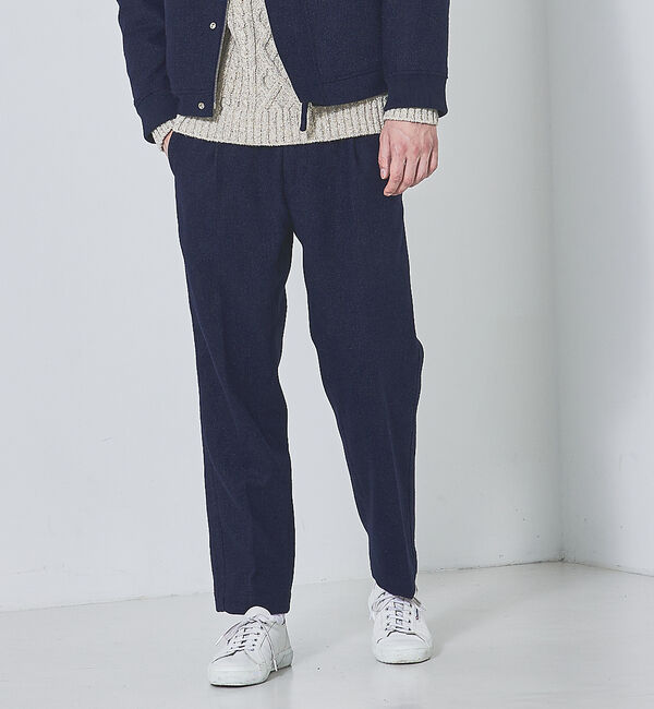 ABAHOUSE「【セットアップ対応】ウーリッシュ サイドライン 1タック パンツ」|その他|ネイビー