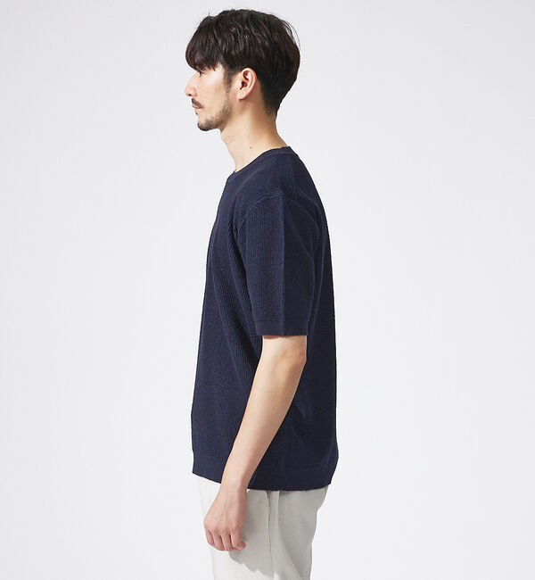 ABAHOUSE「針抜き プレーティング ニットTシャツ」|Tシャツ・カットソー|