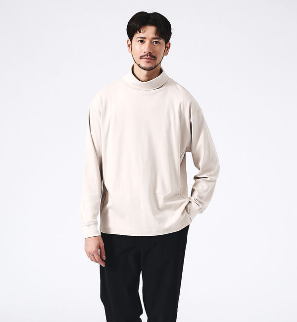 ABAHOUSE「【フロントスリット】タートルネック 長袖Tシャツ」|Tシャツ・カットソー|ベージュ