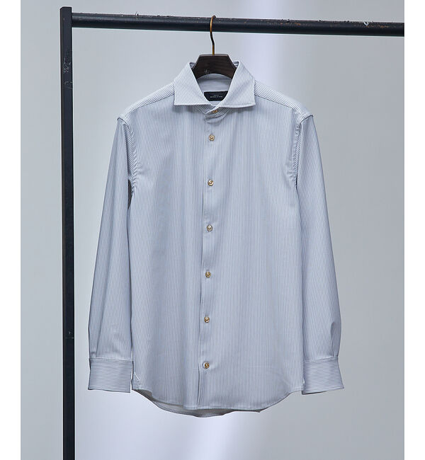 ABAHOUSE「【FLEX SHIRTS / Dry Moment使用】ナロウストライプ シャツ」|シャツ・ブラウス|ライトグレー