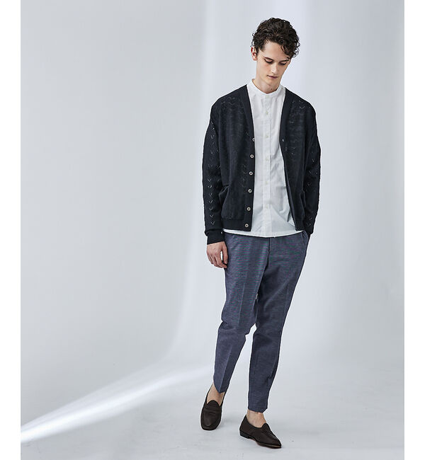 ABAHOUSE「【リネン混】透かし編み シアー カーディガン」|カーディガン|