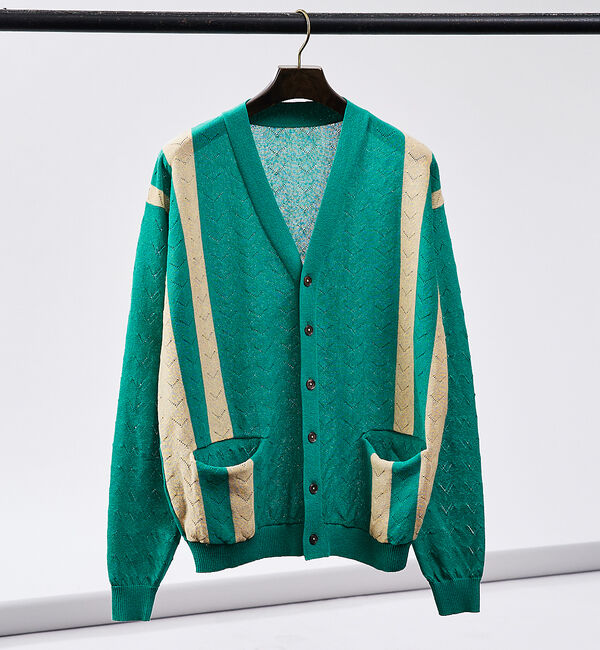 ABAHOUSE「【リネン混】透かし編み シアー カーディガン」|カーディガン|